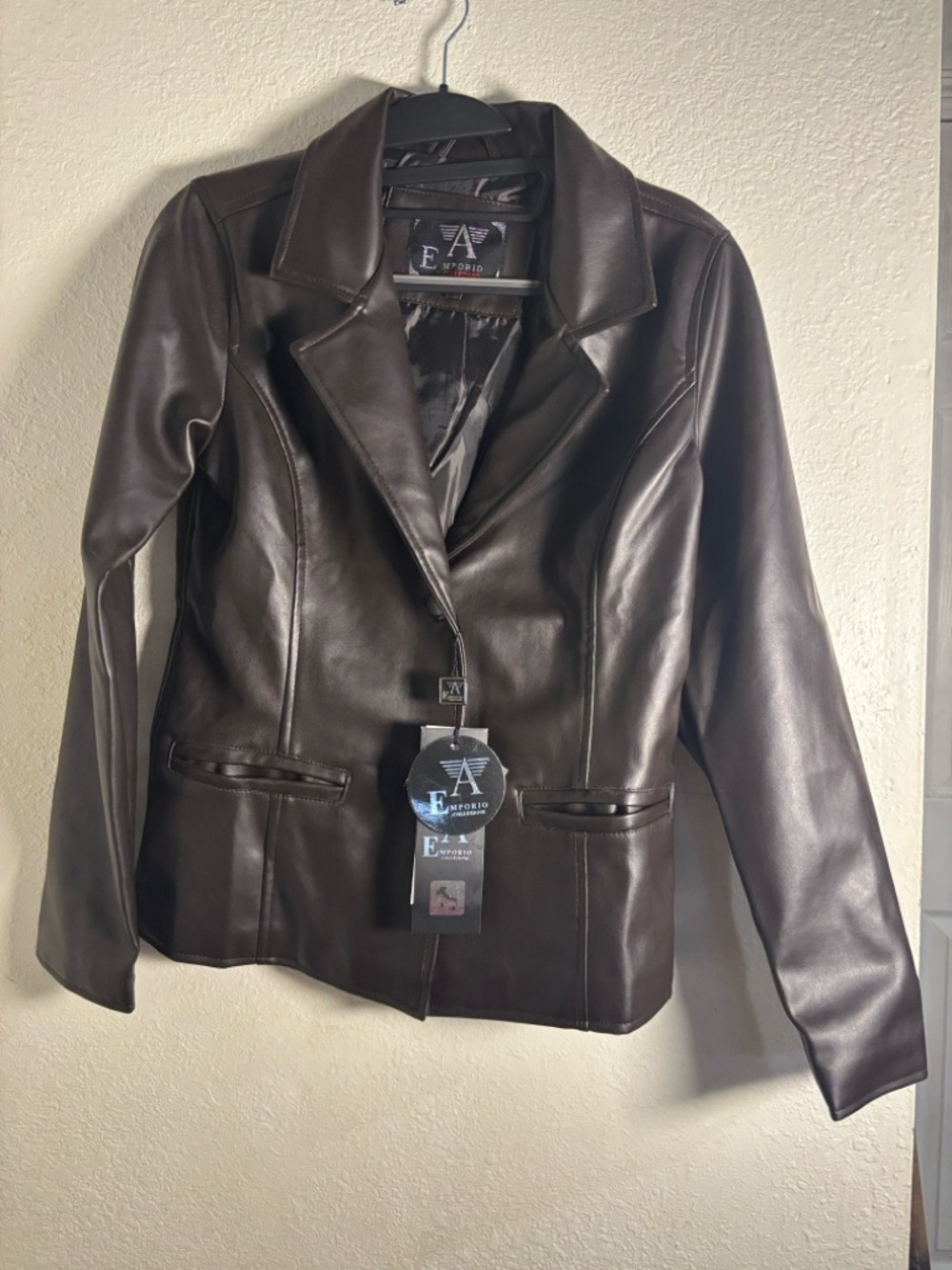 Emporio Armani Dark Brown Leather Jacket - Tailored Blazer Style - Picture 4 of 14